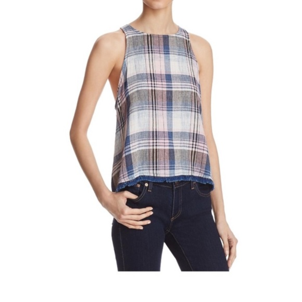 Bella Dahl Plaid Linen Blend Tank